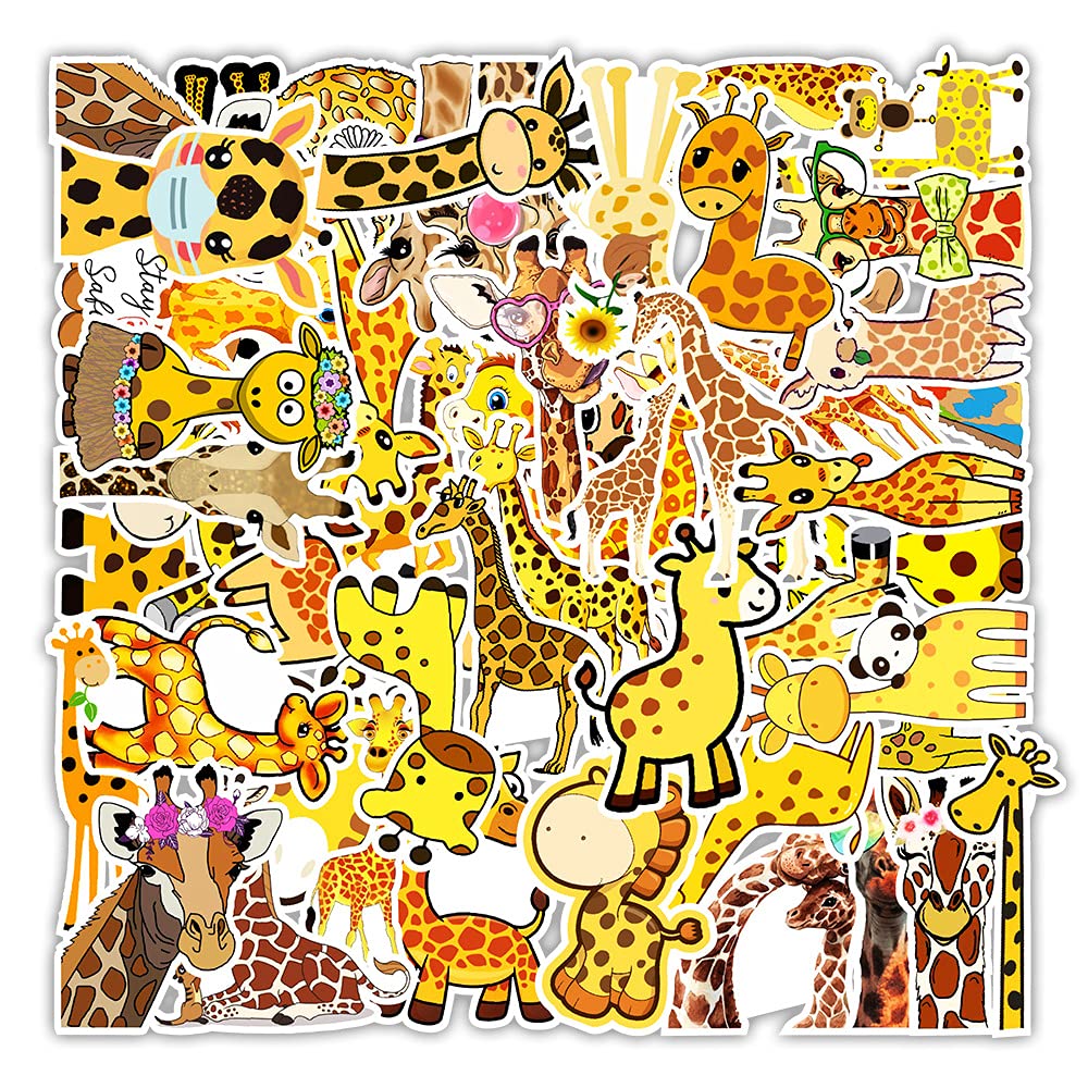 50Pcs Giraffe Stickers Water Bottles Laptop Phone Skateboard Car Computer Cute Giraffe Stickers Vinyl Waterproof Aesthetic Stickers Pack for Teens Kids Adults Children