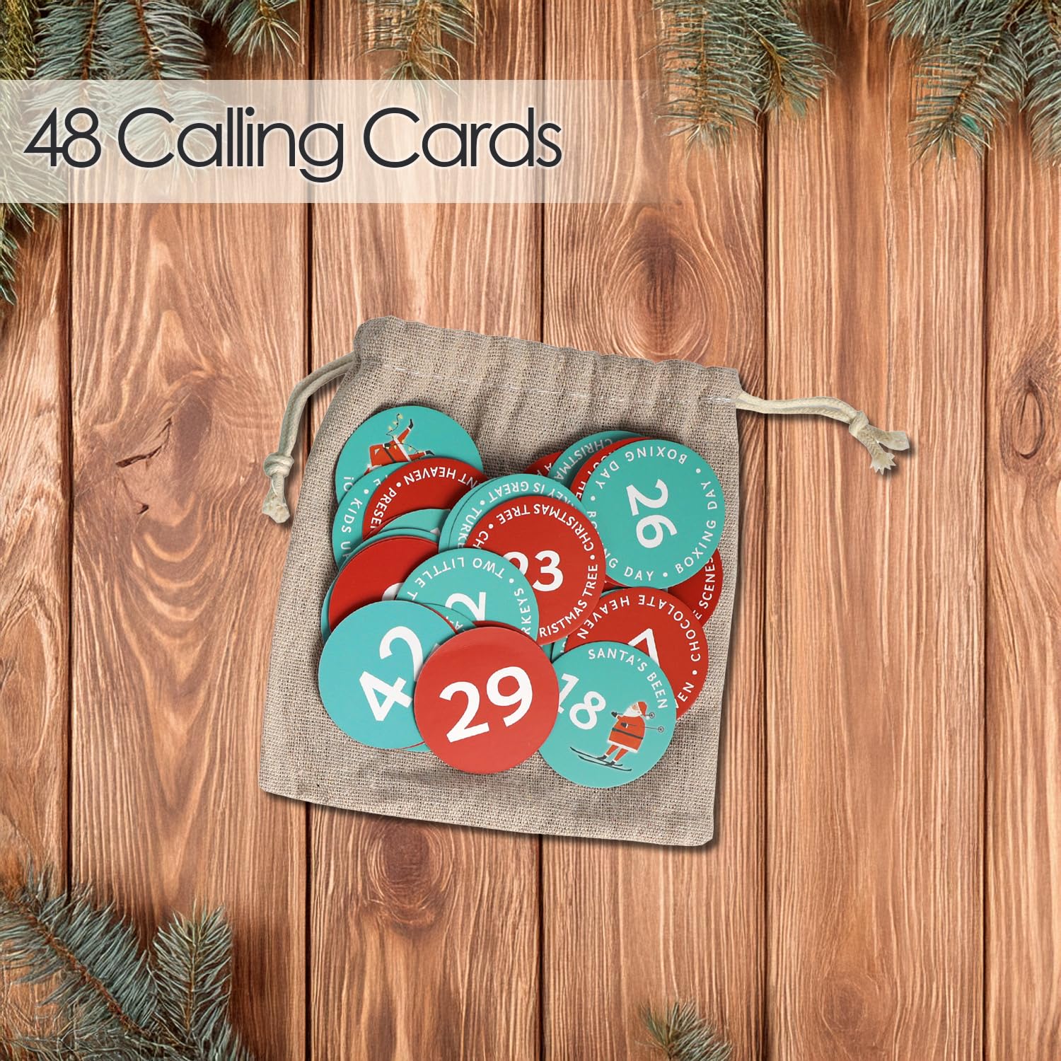 Talking Tables Family Christmas Bingo Game Christmas Bingo Game for Kids -Set Includes 48 Numbers, 100 Sheets Score Pad - Image 3
