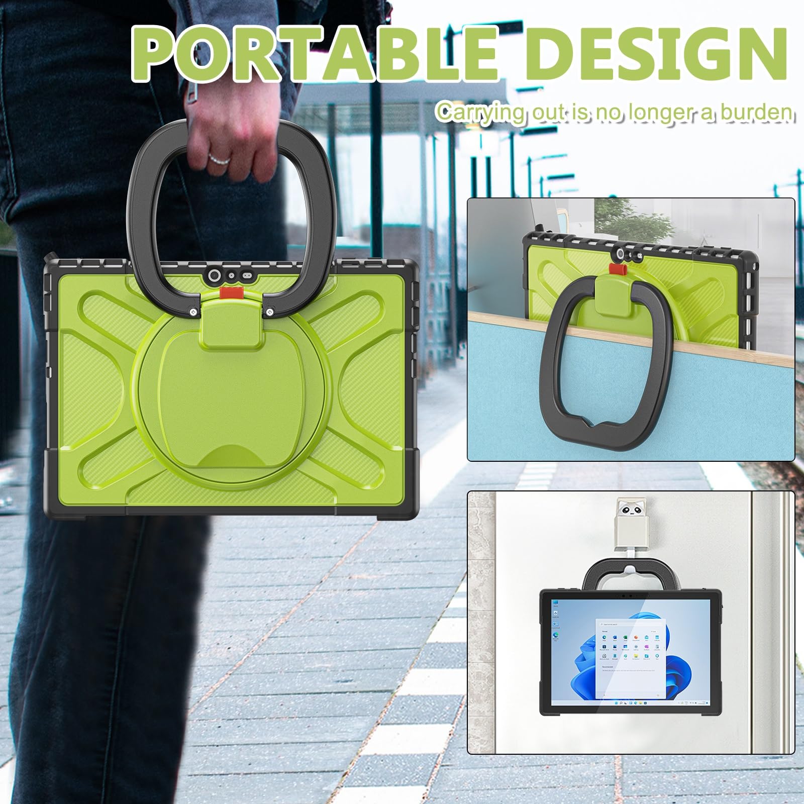 Ochronne etui na tablet Kompatybilny z Microsoft Surface Pro 7/Pro 6/Pro 5/Pro 4/Pro 7+ Etui z obrotową podstawką Kompatybilny z klawiaturą Type Cover z podstawką, odporny na wstrząsy wytrzymały futer