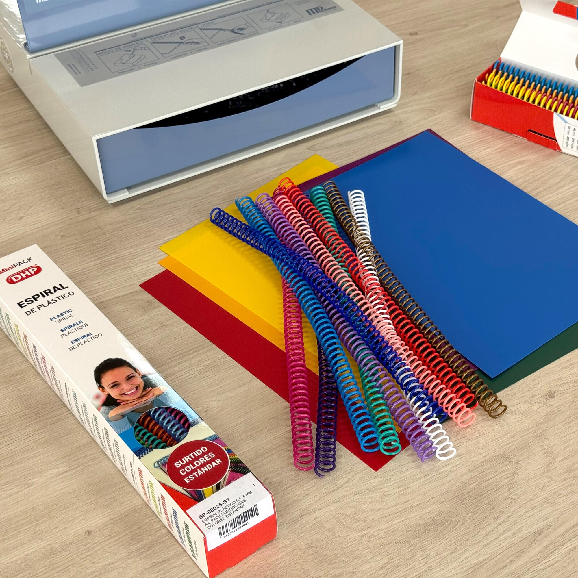 DHP - Spirale plastique 5:1, 16 mm, A4, MiniPACK Assortiment boîte 25, couleurs standard