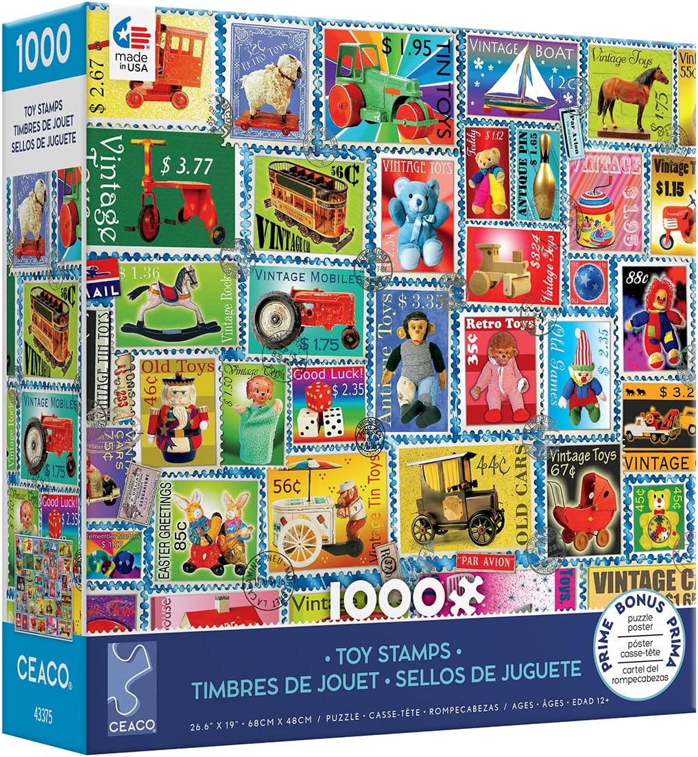 Ceaco - Barbara Behr - Stamps - Toy Stamps - 1000 Piece Jigsaw Puzzle