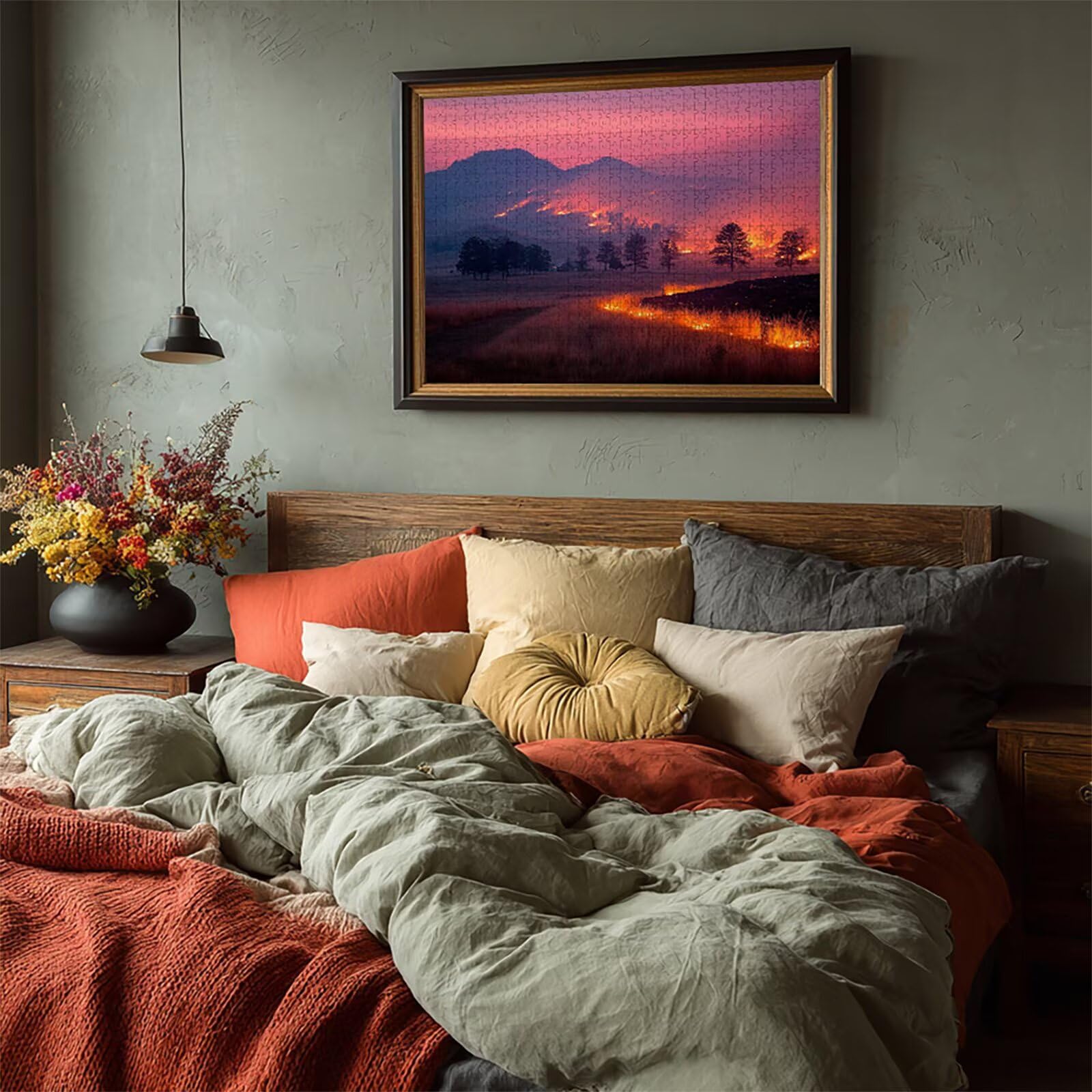 Livre Puzzle 6000 pièces Adultes, Puzzle Bois 179x105cm, Adultes Jeu éducatif Défi énigme avec Une Boîte d'emballage Exquise, Jeu Relaxant Détente Collection, été Decoration Chambre, (Flamme) 1-4950