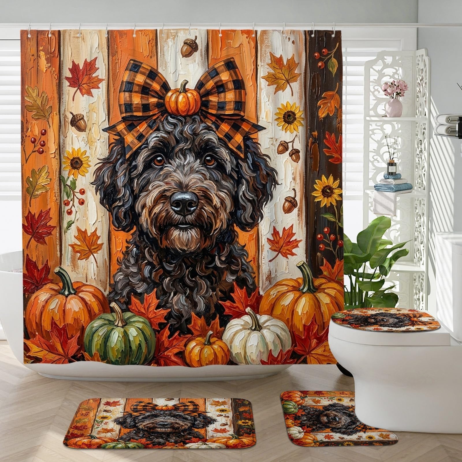 Tapis de salle de bain d'automne portugais rustique et déco bois de ferme