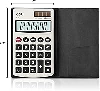 Vista 8 de Calculadora, Calculadoras Básicas de Función Estándar Deli, Calculadora de Oficina de Energía Dual Solar y Batería con Cubierta, Panel de Metal