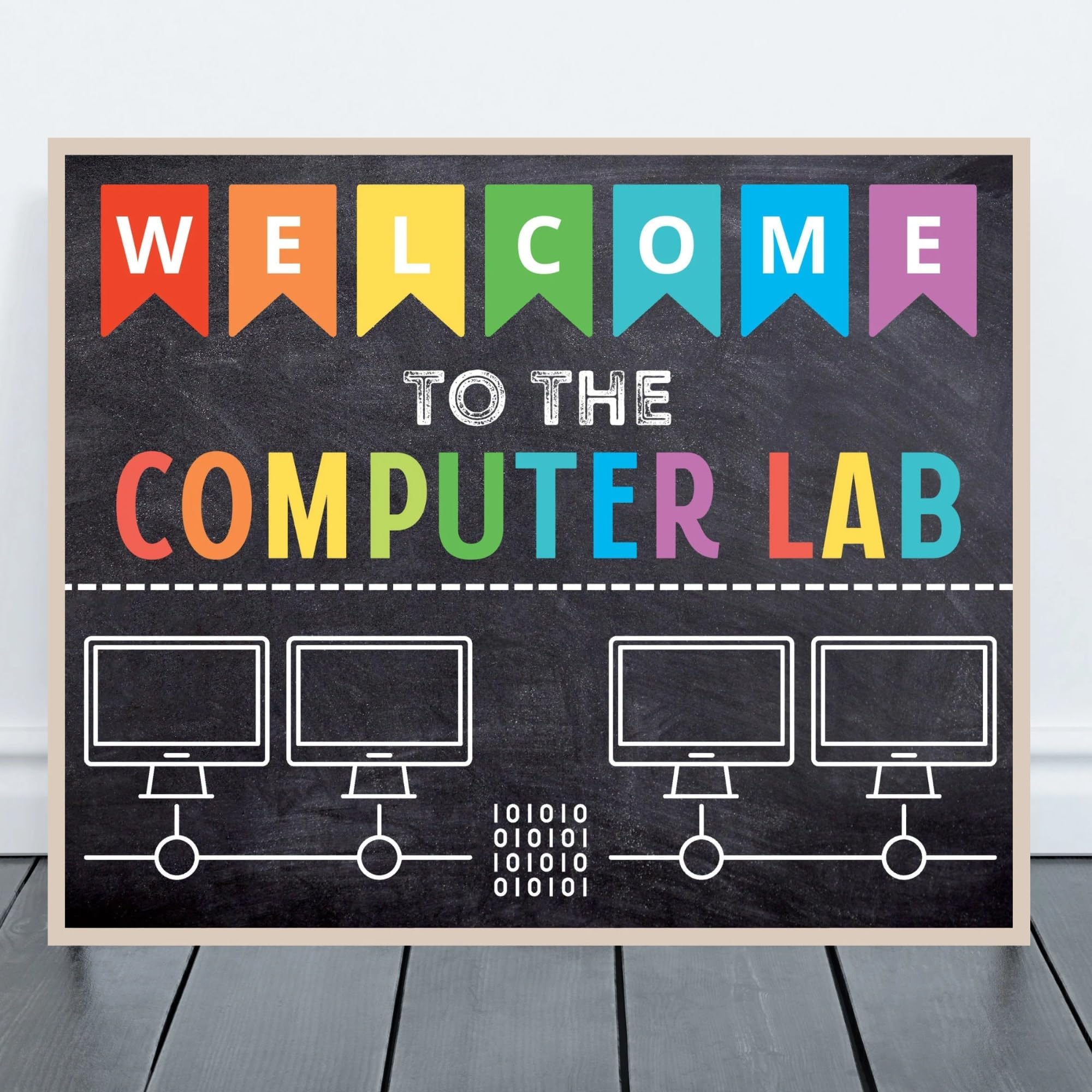 TpChyChy Store Welcome to the Computer Lab Poster, Rainbow Chalkboard Classroom Decor, Technology Room Sign, Back to School Digital Lab Wall Art (81)