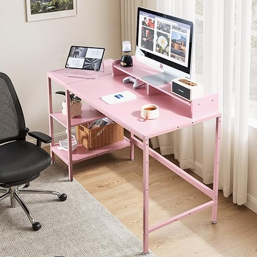 Miniatura 81 de Escritorio para computadora, escritorio para juegos de 43 pulgadas, escritorio de oficina en casa con almacenamiento, escritorio pequeño con soporte