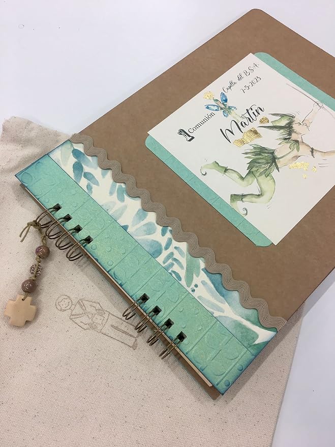 Libro de Firmas Comunión Personalizado y Hecho a Mano - Libro Comunión 22 x 32 cm - Personalización Álbum Comunión (Peter Pan)
