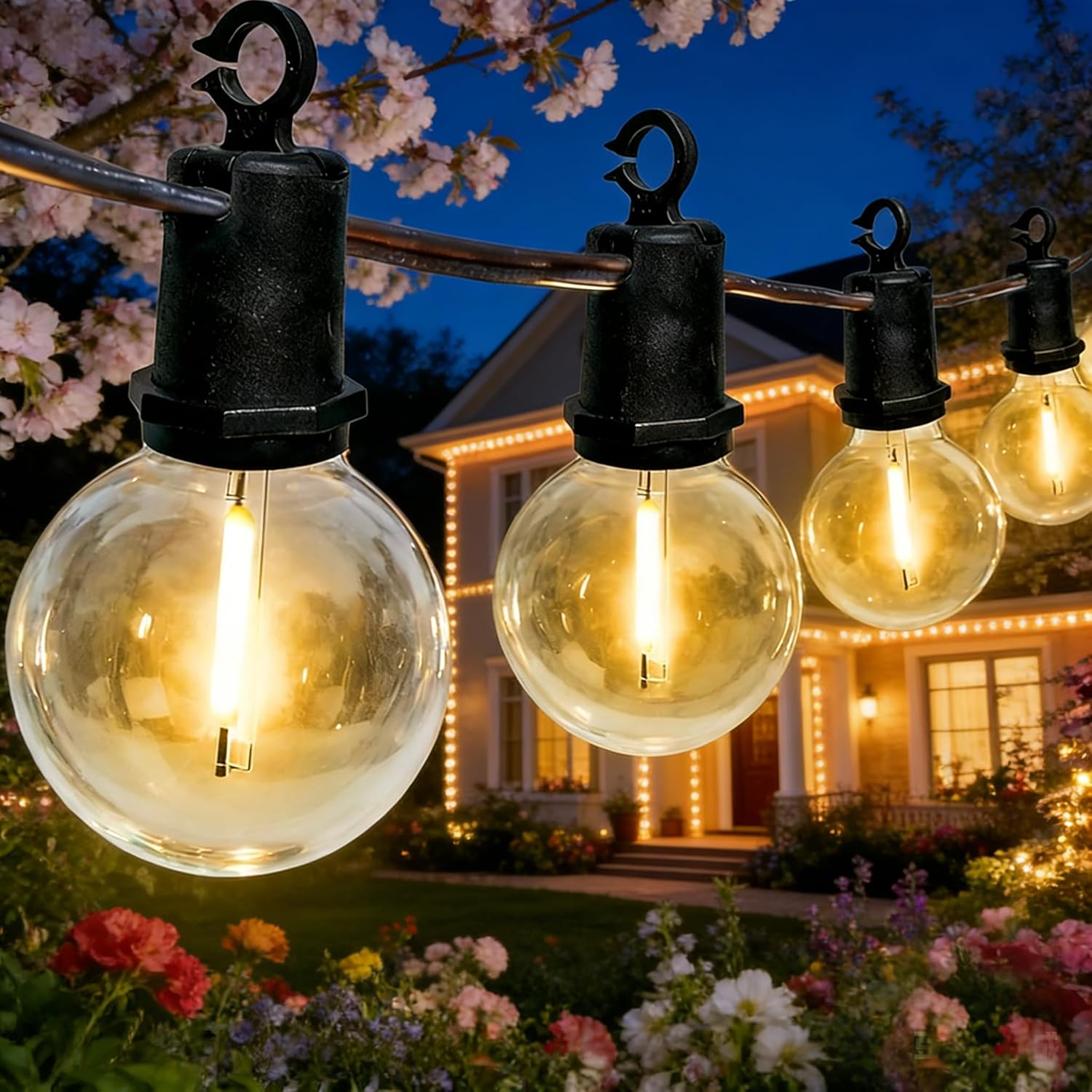 100Ft LED G40 Globe Outdoor String Lights Waterproof Patio Lights with 52 Shatterproof Warm White Bulbs, Hanging Outdoor Light for Backyard Balcony Wedding Christmas Party Decorations