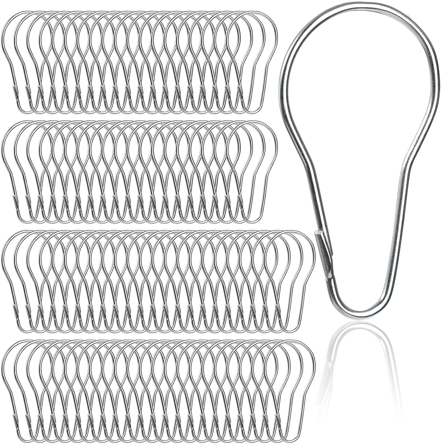 Lyellfe 200 Pieces Shower Curtain Hooks, Rust-Proof Metal Bathroom Curtain Rings for Bathroom Shower Rods Curtains