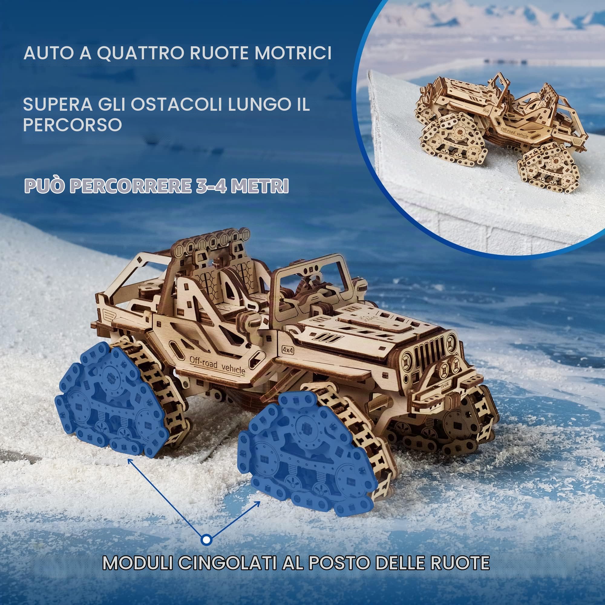 UGEARS Veicolo Cingolato Fuoristrada - Modellismo Auto da Costruire per Adulti - Puzzle 3D Modellini Auto in Legno da Costruire - Ideale per Appassionati di Veicoli Fuoristrada e Amanti dei Puzzle