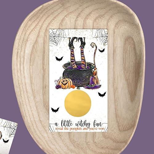 Miniatura 3 de Divertidas tarjetas para raspar de brujas, juegos de fiesta de Halloween para baby shower, boda, adultos, boletos de rifas de calabaza, recuerdos de