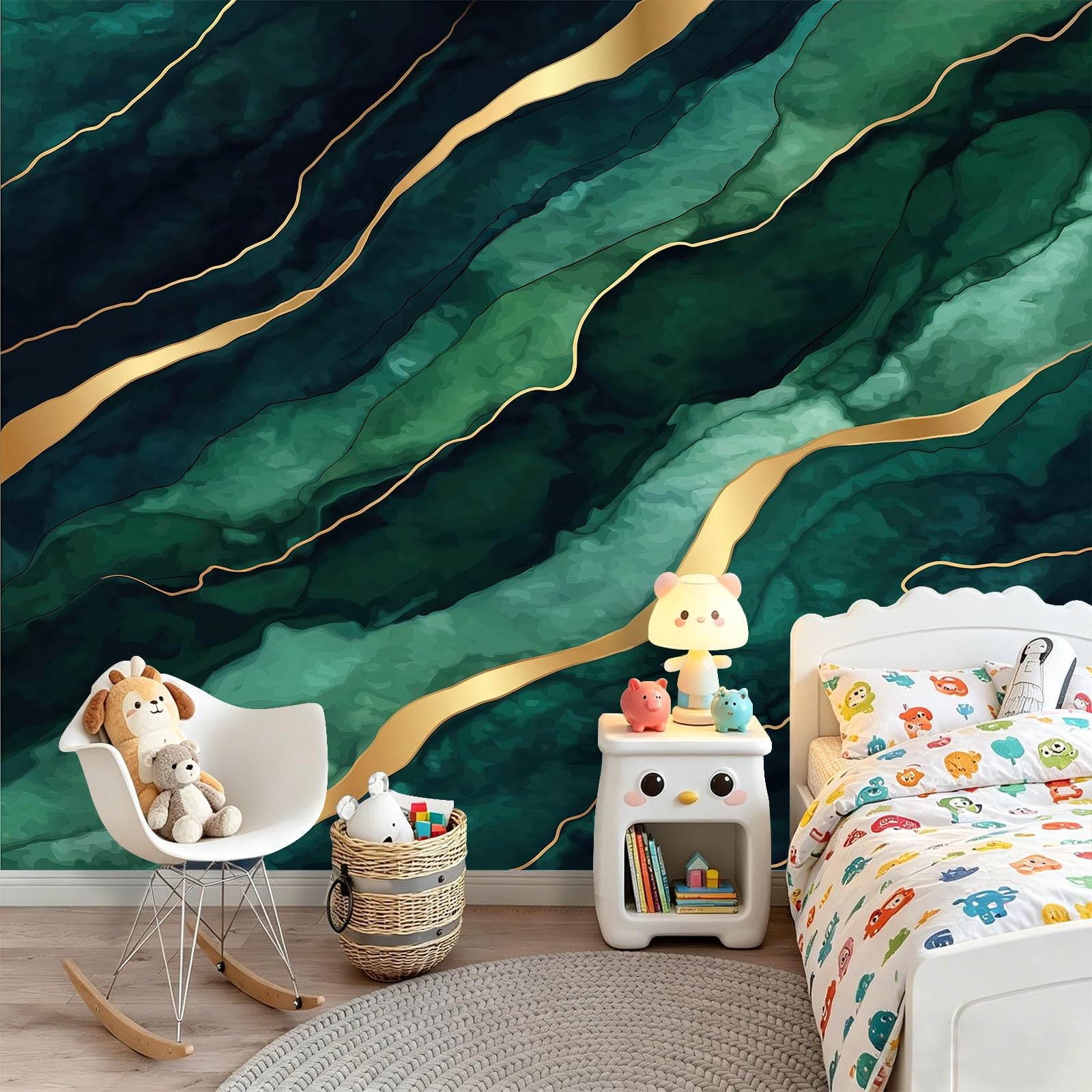 Abstrakcyjna luksusowa tapeta z włókniny, 350 x 256 cm, tapeta do sypialni, tło łóżka i korytarza, efekt 3D, dekoracja ścienna dla miłośników estetyki, plakat ścienny, wzór fali, złota kropka, marmur
