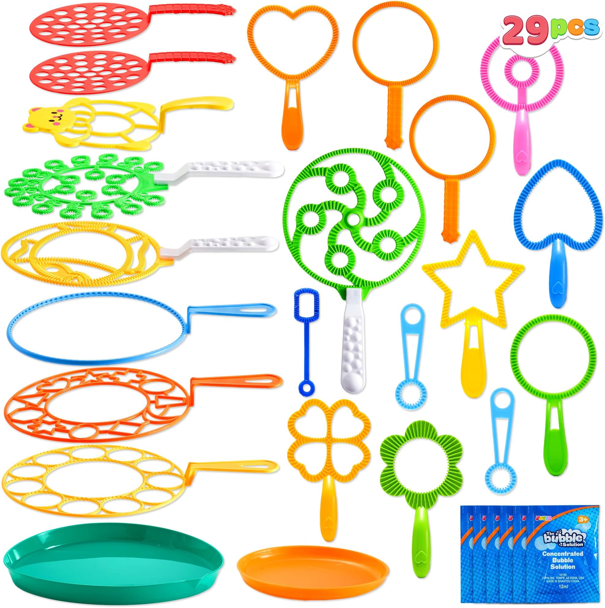JOYIN 29 Pcs Big Bubble Wands Set, Giant Bubble Wand Bulk with Tray for Kids Outside Blowing, Toys for Summer Easter Party Favor Birthday Toddlers