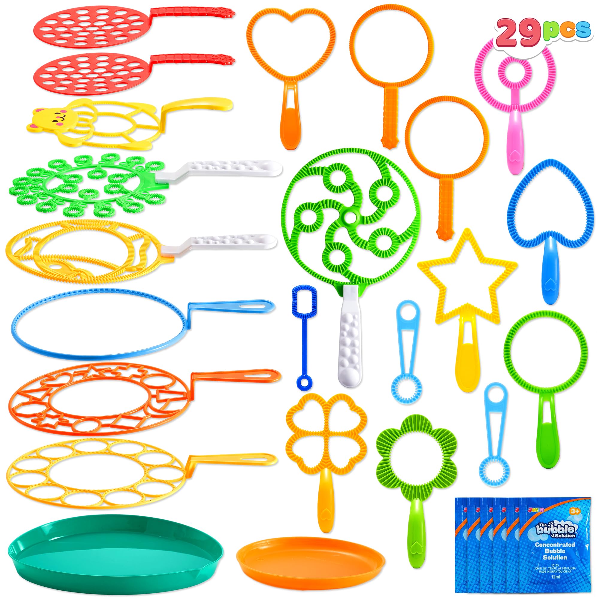 JOYIN 29 Pcs Big Bubble Wands Set, Giant Bubble Wand Bulk with Tray for Kids Outside Blowing, Toys for Summer Easter Party Favor Birthday Toddlers