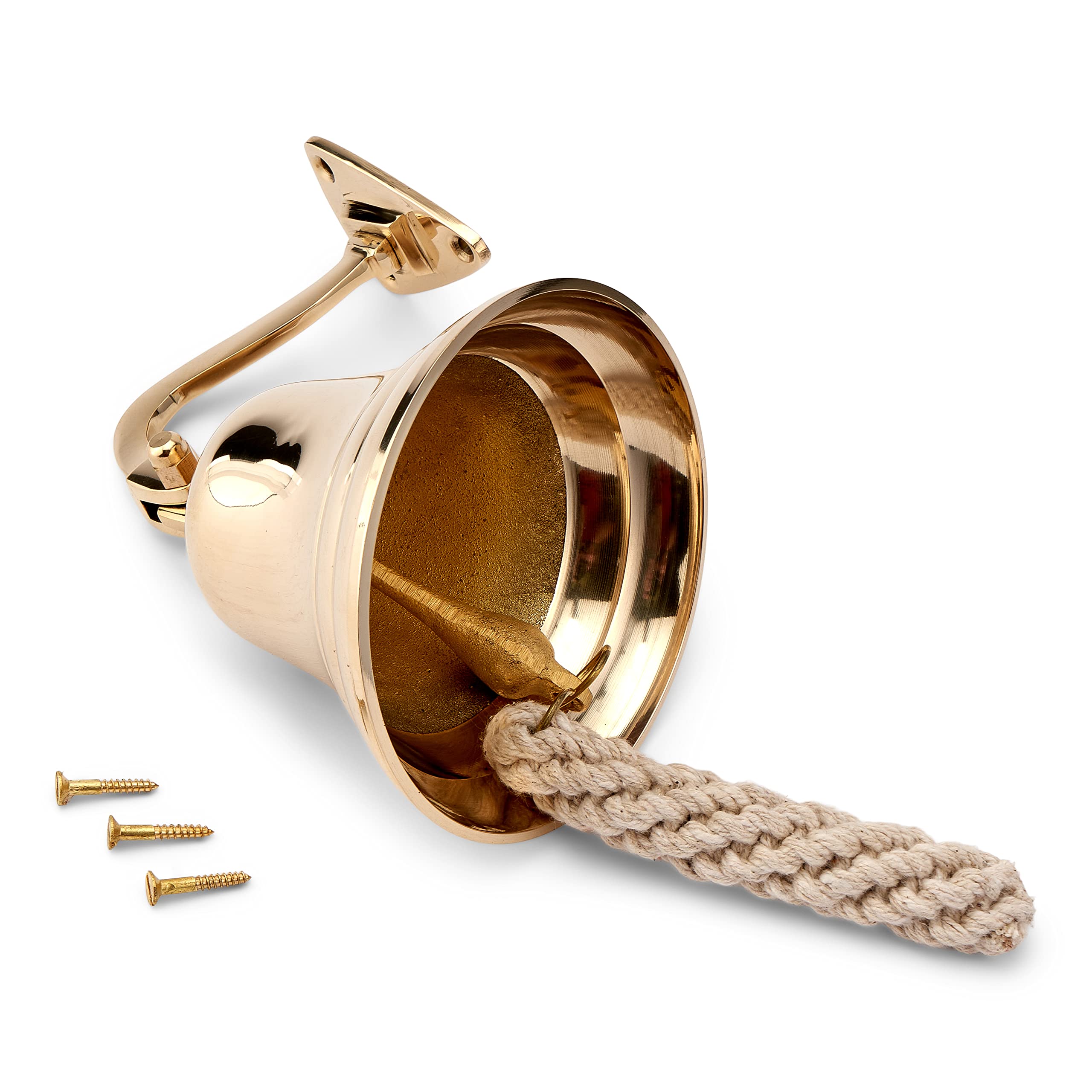 NKlaus campana della nave ottone oro con supporto a muro e nastro Ø: 10cm versione leggera 11575