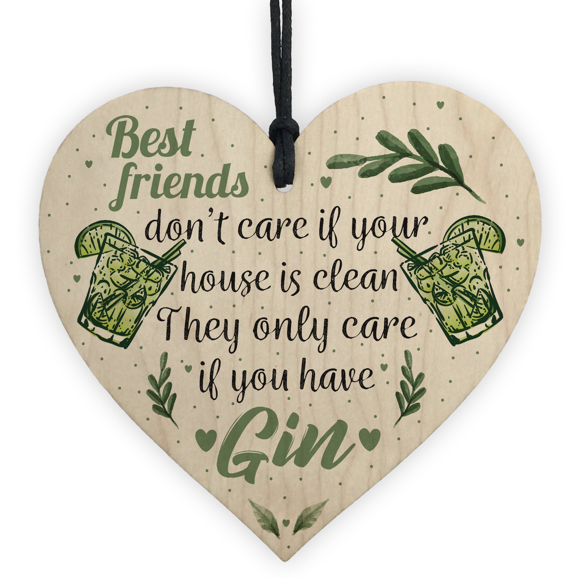 Red Ocean Handmade Gin & Tonic Novelty Wooden Heart Friendship Gin Gift Funny Alcohol Kitchen Sign Decor