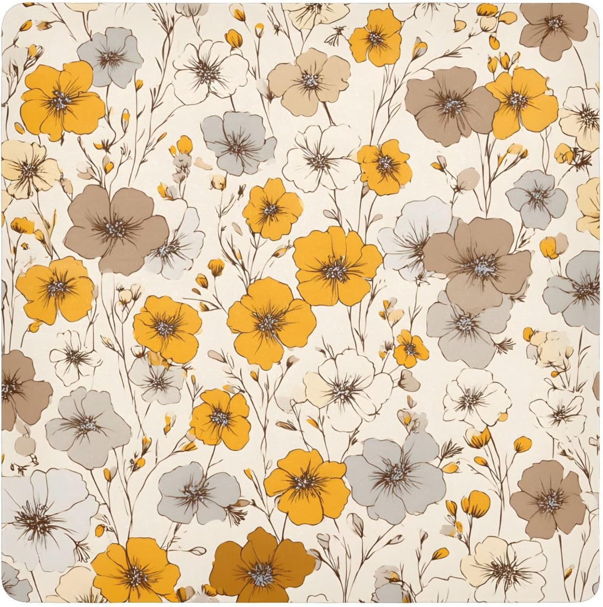 JIPONI Elegant Fall Flowers Makeup Bag, Self-Adhesive Magic Wrap Cloth, Portable Cosmetic Organizer, Camera Lens Protector, Travel Storage for Beauty Essentials, 13.8"x13.8"