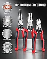 Vista 3 de Juego de 3 alicates multiusos, incluye linieros de 8.5 pulgadas, punta de aguja de 9 pulgadas y cortador lateral diagonal de 7.5 pulgadas