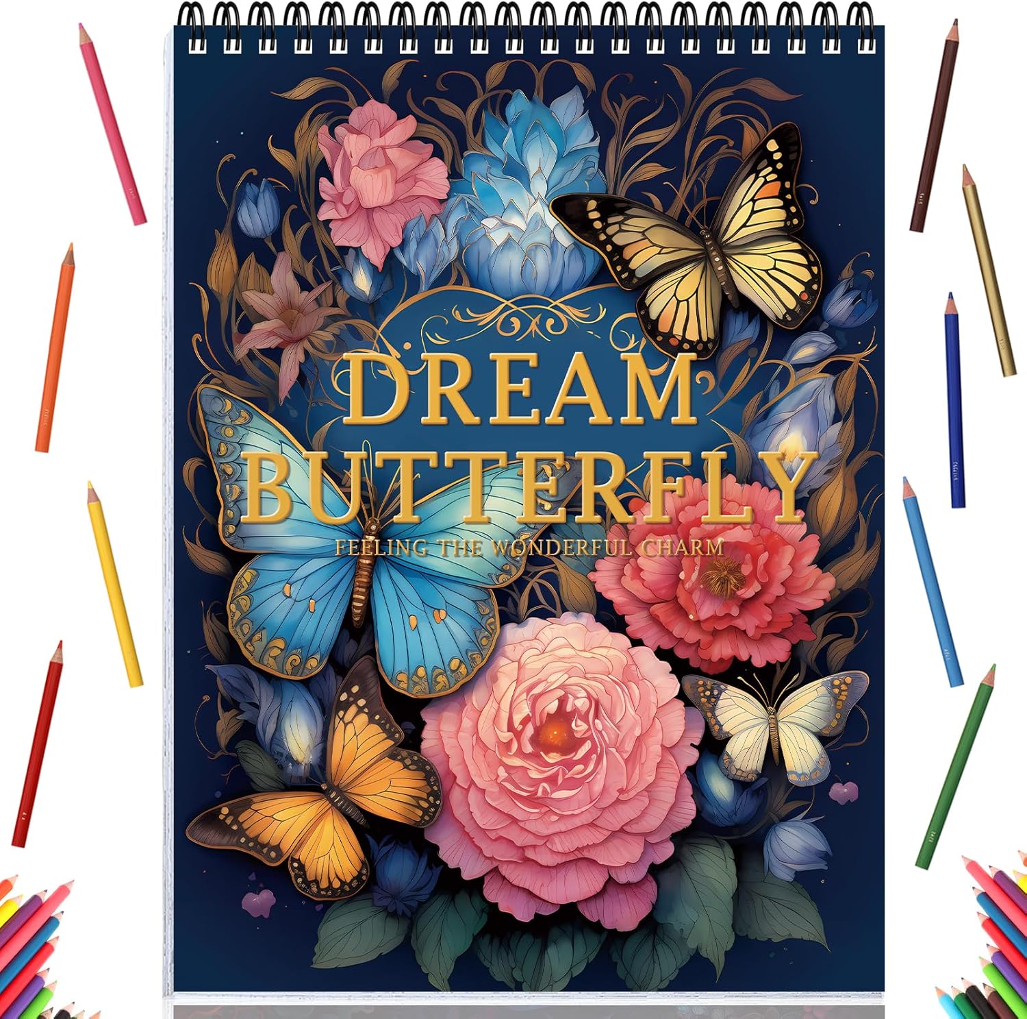 Adult Coloring Book for Women Relaxation Spiral Bound Thick Paper Page One Sided Design Gifts Arts and Crafts for Women to Relax, Anxiety and Depression 30 Colorful Coloring Pages of Dream Butterfly