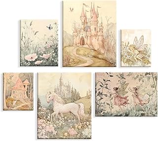 Vintage Fairy Nursery Wall Art Baby Girl Room Canvas Wall Decor Magic Fo...