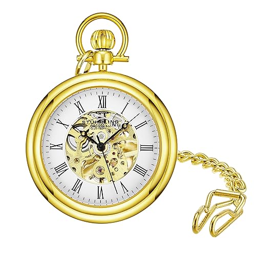 Men's Pocket Watch Stainless Steel Analog Skeleton Watch Hand Wind
