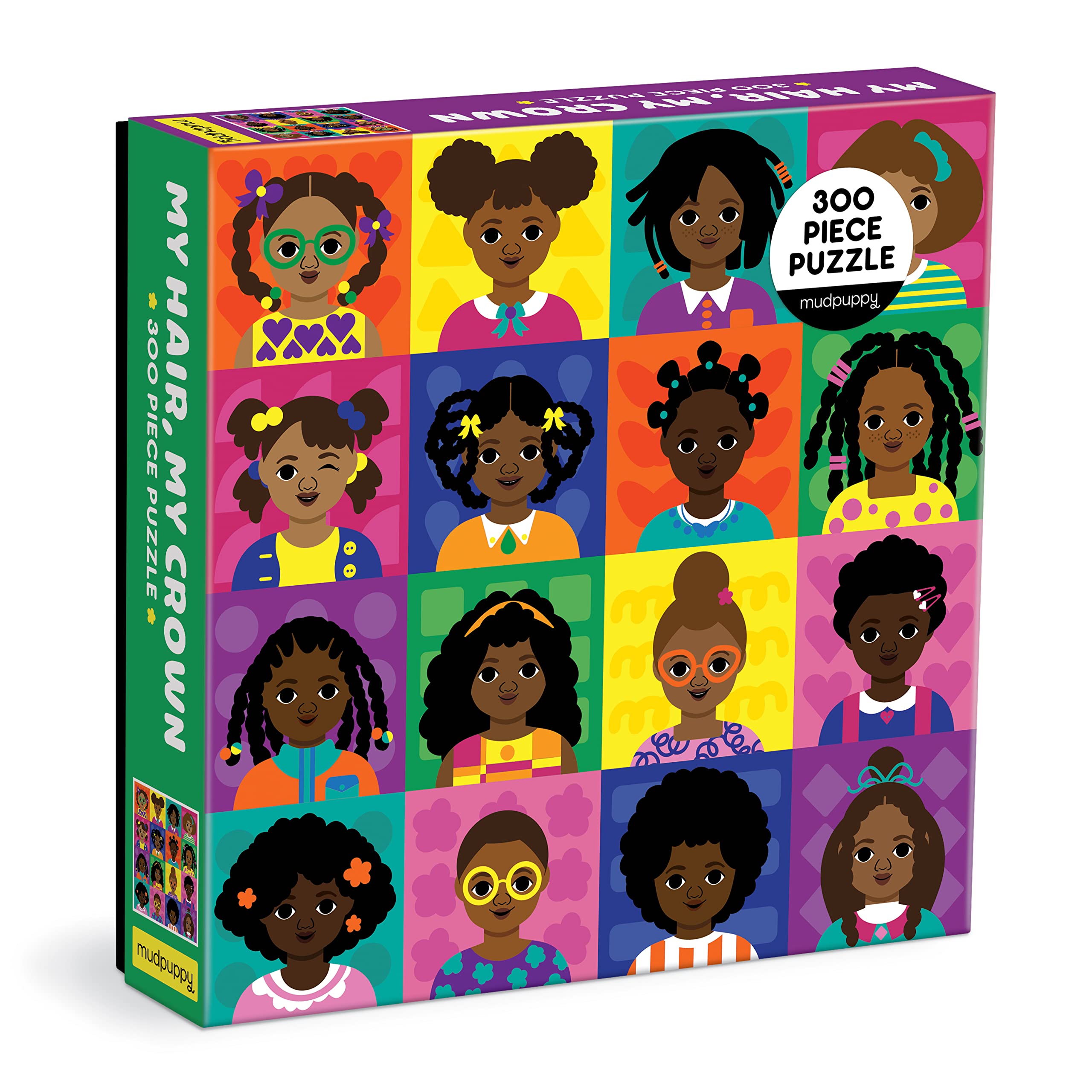 My Hair, My Crown 300 Piece Puzzle from Mudpuppy, Bright Illustrations of Diverse and Beautiful Black Hairstyles, Provides Hours of Creative Play for Children Ages 7+, Puzzle Image Insert Included