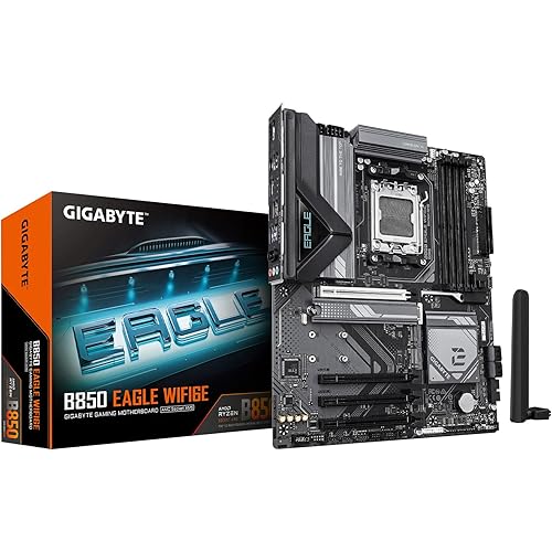 GIGABYTE B850 Eagle WIFI6E AMD AM5 ATX Motherboard, Support AMD Ryzen 9000/8000/7000 Series, DDR5, 8+2+2 Power Phase, 3X M.2, PCIe 5.0, USB-C, WIFI6E, GbE LAN, EZ-Latch, 5-Year Warranty