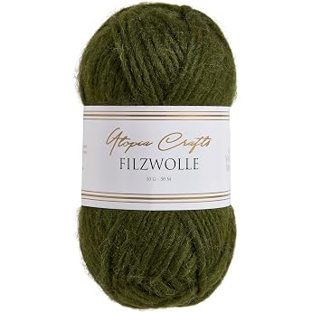 Utopia Crafts Felt Wool 100% Virgin Wool 50 g (Forest Green)