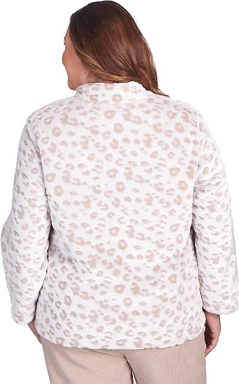 Alfred Dunner ST. Moritz Sculpted Mock Neck Zipoer Fluffy Jacket