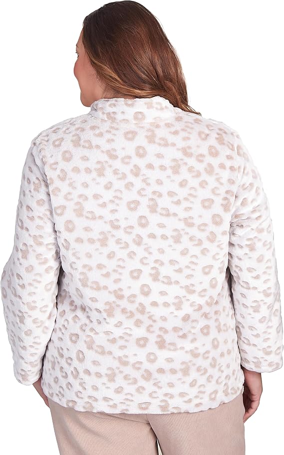 Alfred Dunner ST. Moritz Sculpted Mock Neck Zipoer Fluffy Jacket