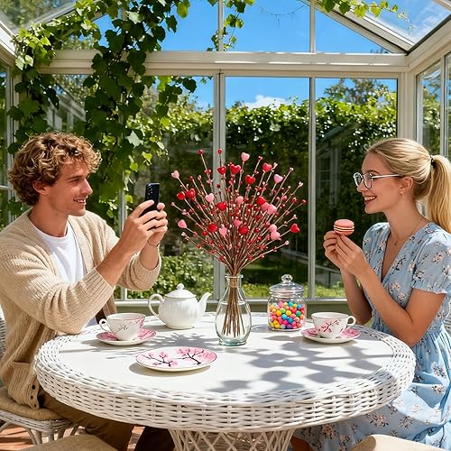 Miniatura 4 de Regalos para el día de San Valentín, paquete de 6 selecciones del día de San Valentín, tallos de bayas con corazones rosados para decoración,