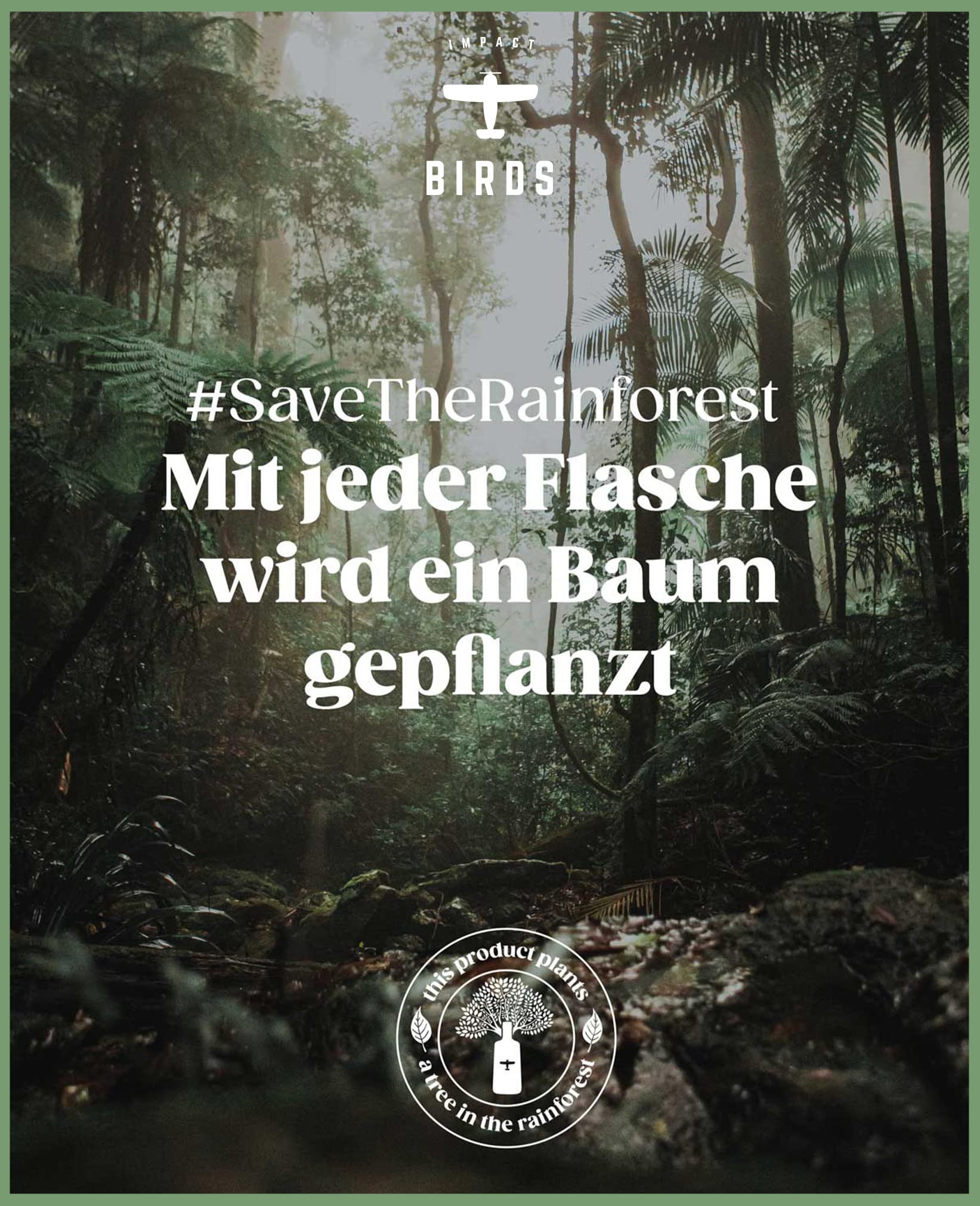 BIRDS Rainforest Gin Handmade Dry Gin mit Basilikum, Zitrus, Ingwer & Rosa Pfeffer Aus Deutschland Geschenkidee für Weltverbesserer (0,5l)