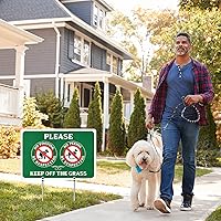 Vista 7 de MUXYH Letrero de perro de doble cara con texto en inglés «Please Be Respectful, Keep Off The Grass», de construcción de metal, 12 x 9 pulgadas