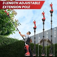 Akkumulátoros Teleszkópos Metszőolló 40mm - 2in1 Kerti Ágvágó 21V, 800W Kefe Nélküli Motorral, 2,5m Hatótáv, 2 Akkumulátorral 6