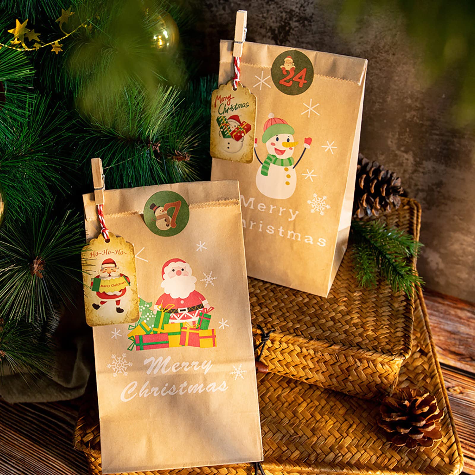 100 Etichette Regalo Di Natale + Spago - 20 Stili Diversi, Carta Kraft, Per Pacchi, Albero, Decorazioni