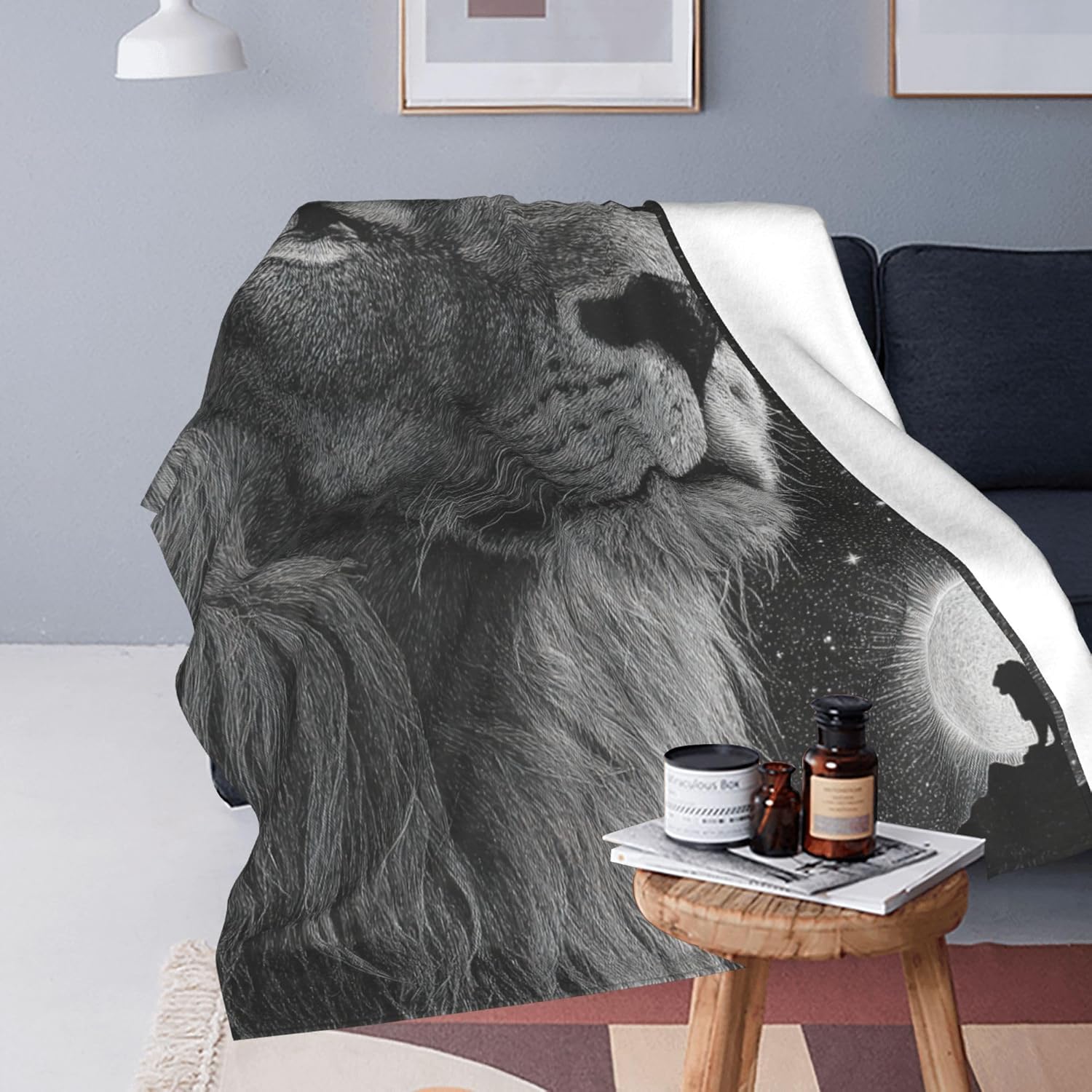 Lion Throw Blanket Soft Warm Cozy Lions Wildlife Blankets Fuzzy Plush Fleece Lion Blanket Gifts for Couch Bed Sofa Home Decor 40''X50'' - Image 7