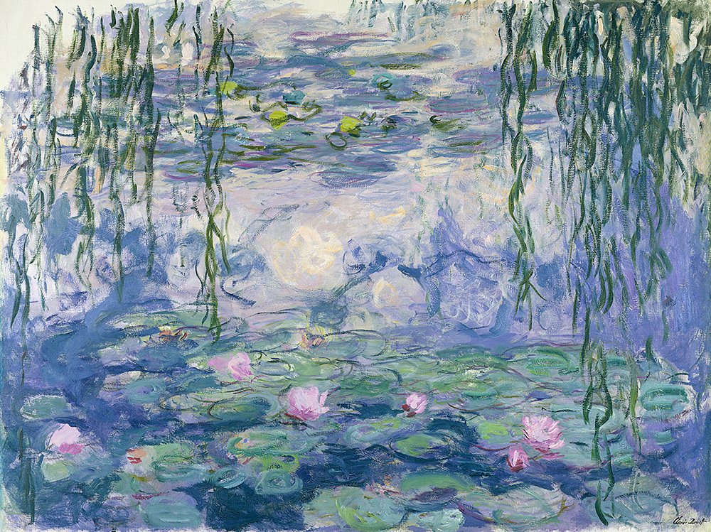 Lámina Monet Nympheas enmarcada para decorar salones pequeños con arte