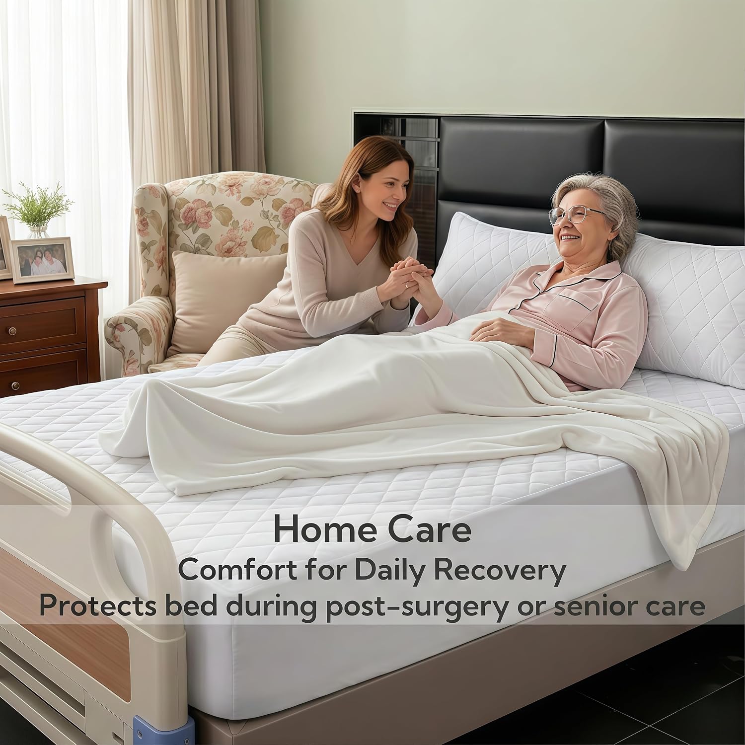 1 Pack Waterproof Hospital Bed Fitted Sheets 36" x 80" x 12", Reusable Mattress Protector Covers, Deep Pocket Elastic Fit, Machine Washable Bed Sheets for Elderly Care,White