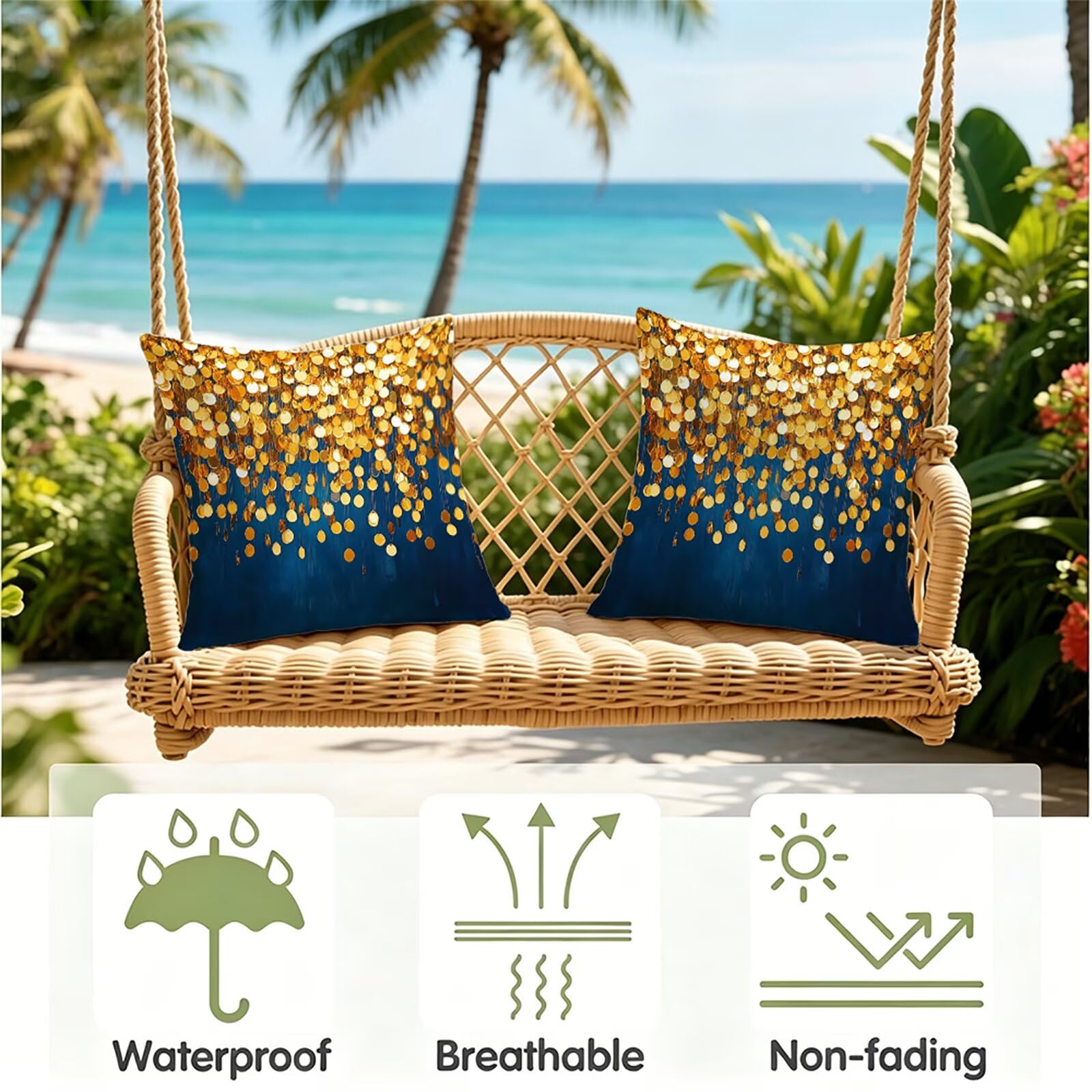 Federe Cuscini Divano 65x65 cm Oro Cuscino Divano Velluto Decorativo Set da 2, con Cerniera Blu Cuscini da Esterno Impermeabili Federa Cuscino Quadrato per Divani Camera de Letto Soggiorno Auto dj-739