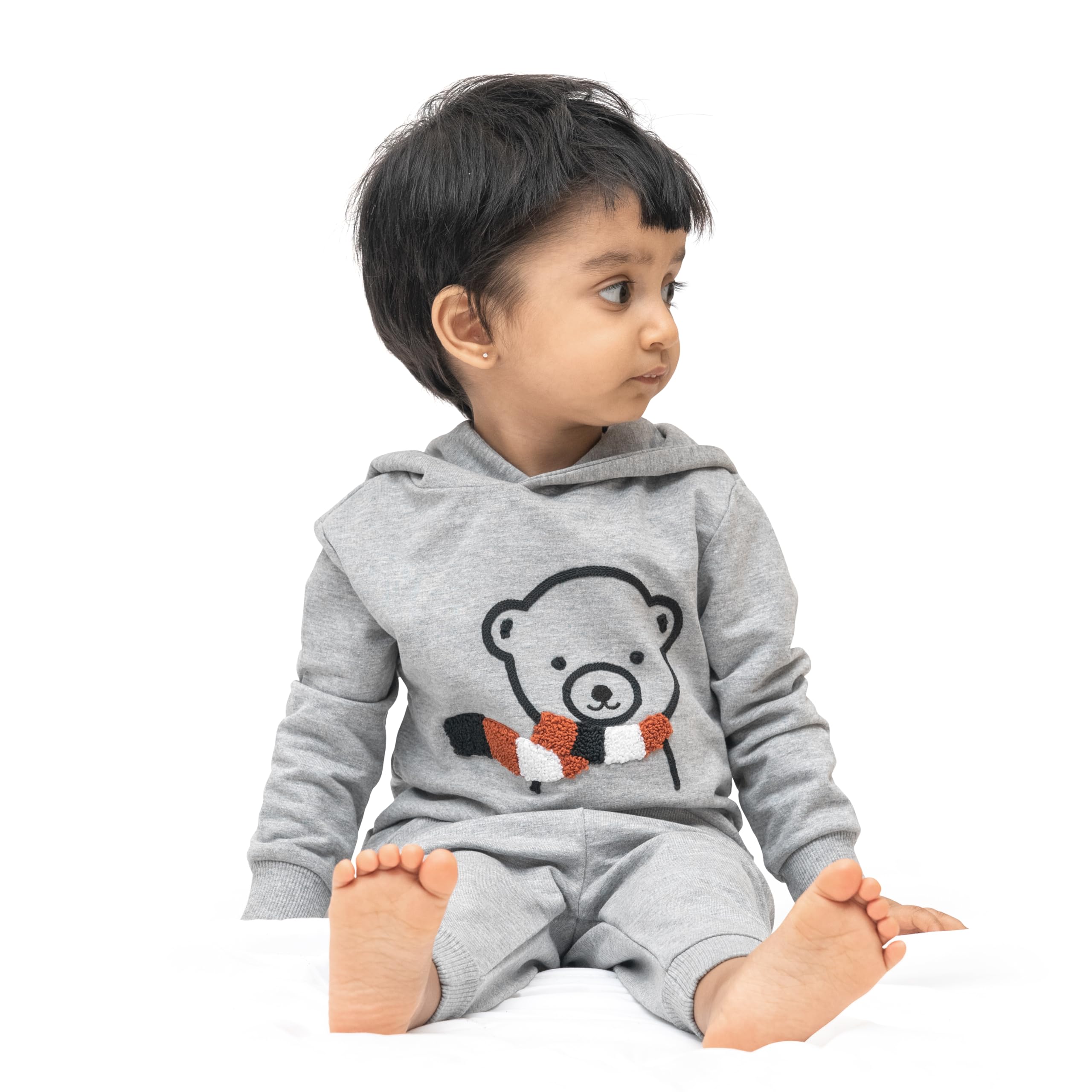ARIEL Kids Cotton Fleece Full Sleeve Hoodie Sweatshirt & Sweatpant Clothing Set for Boys and Girls (SCARF-MEL_2-3 years) 1