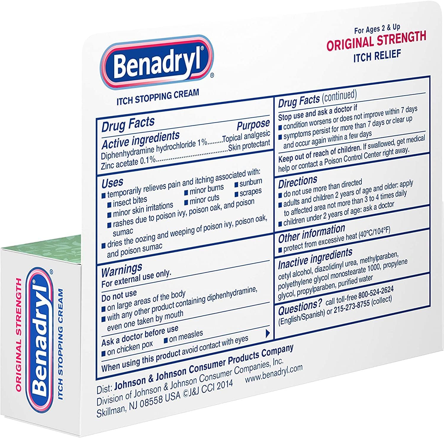Benadryl Itch Stopping Cream Original Strength 1 oz (Pack of 4) : Health & Household