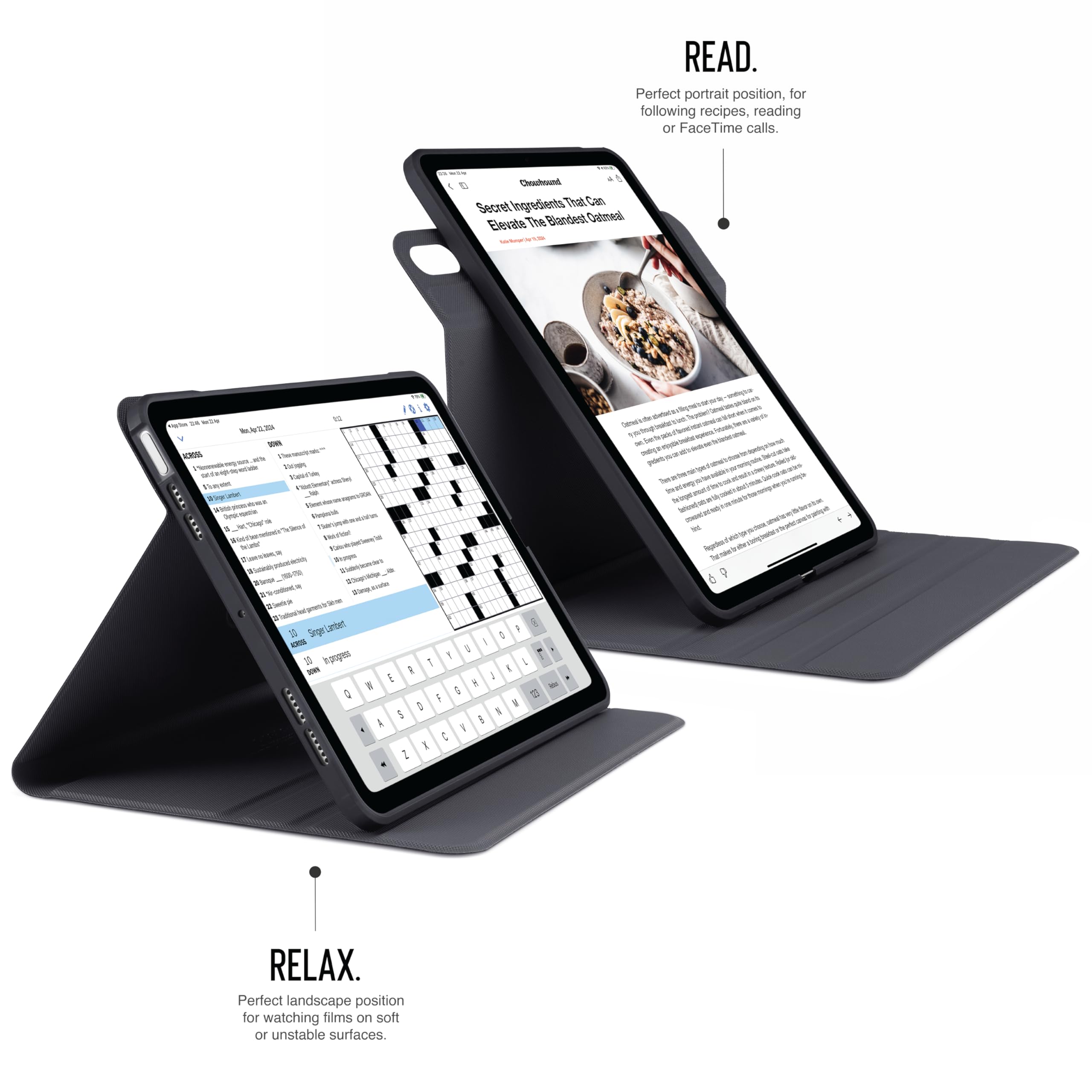 PIPETTO Origami No5 - Custodia a libro rotante per iPad Air 11 (M4/M3/M2) / iPad Air 10.9 (2022/2020), custodia con portapenne, supporto verticale/orizzontale, funzione sleep/wake automatica, nero