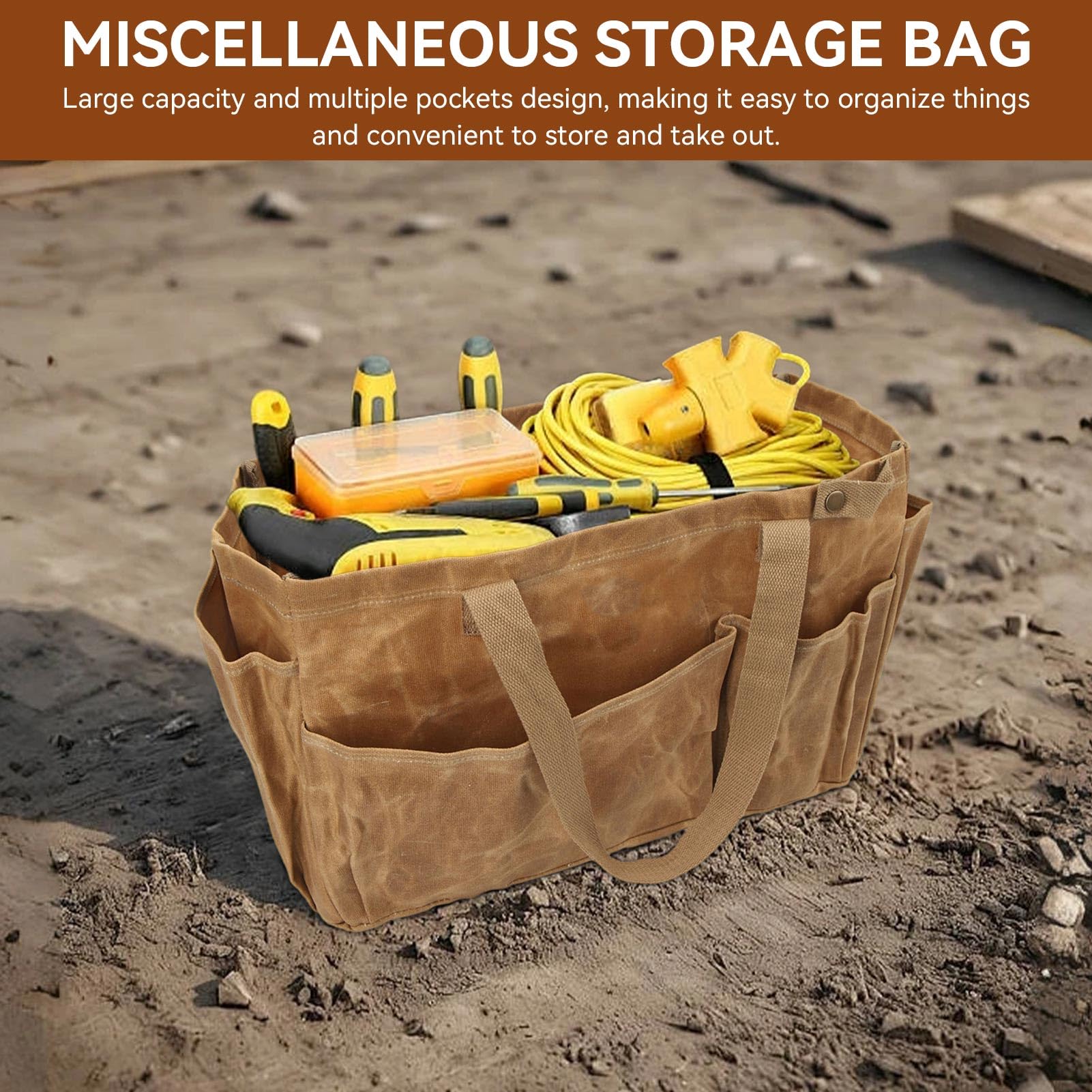 HERCHR Sac de Rangement pour Casserole de Camping, Sac à Pots Toile Sac Fourre-Tout de Jardinage Sac à Outils Jardin Imperméable Grande Capacité Sac de Rangement pour Outils de Jardinage