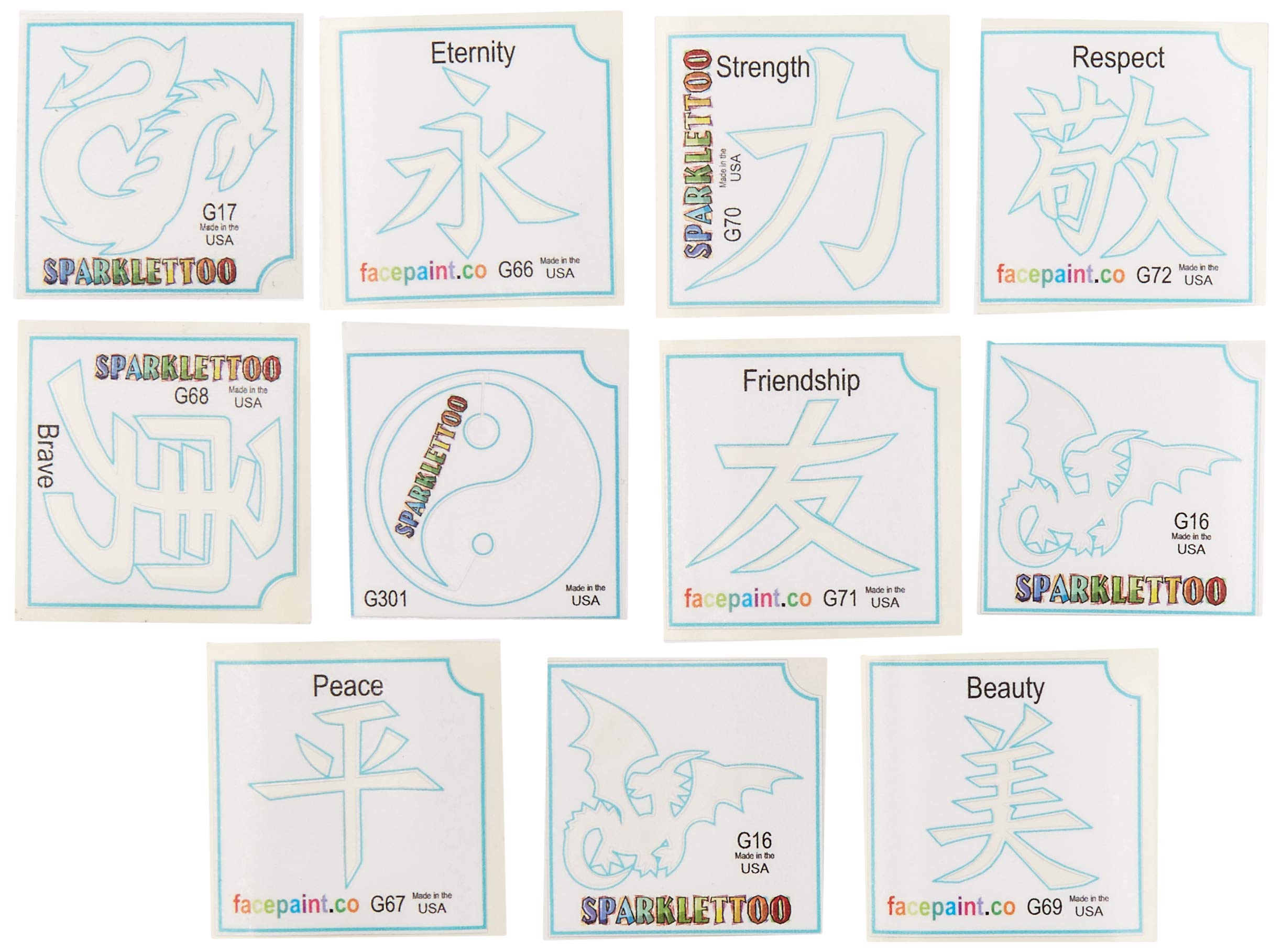 Ruby Red Paint Face Paint, Tattoo Stencils - Glitter Chinese