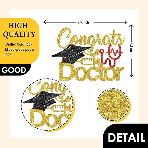 Miniatura 2 de Decoración para tartas de felicitaciones doctor, graduado de doctor, felicitaciones, dentista, escuela secundaria, senior, maestría, decoración de