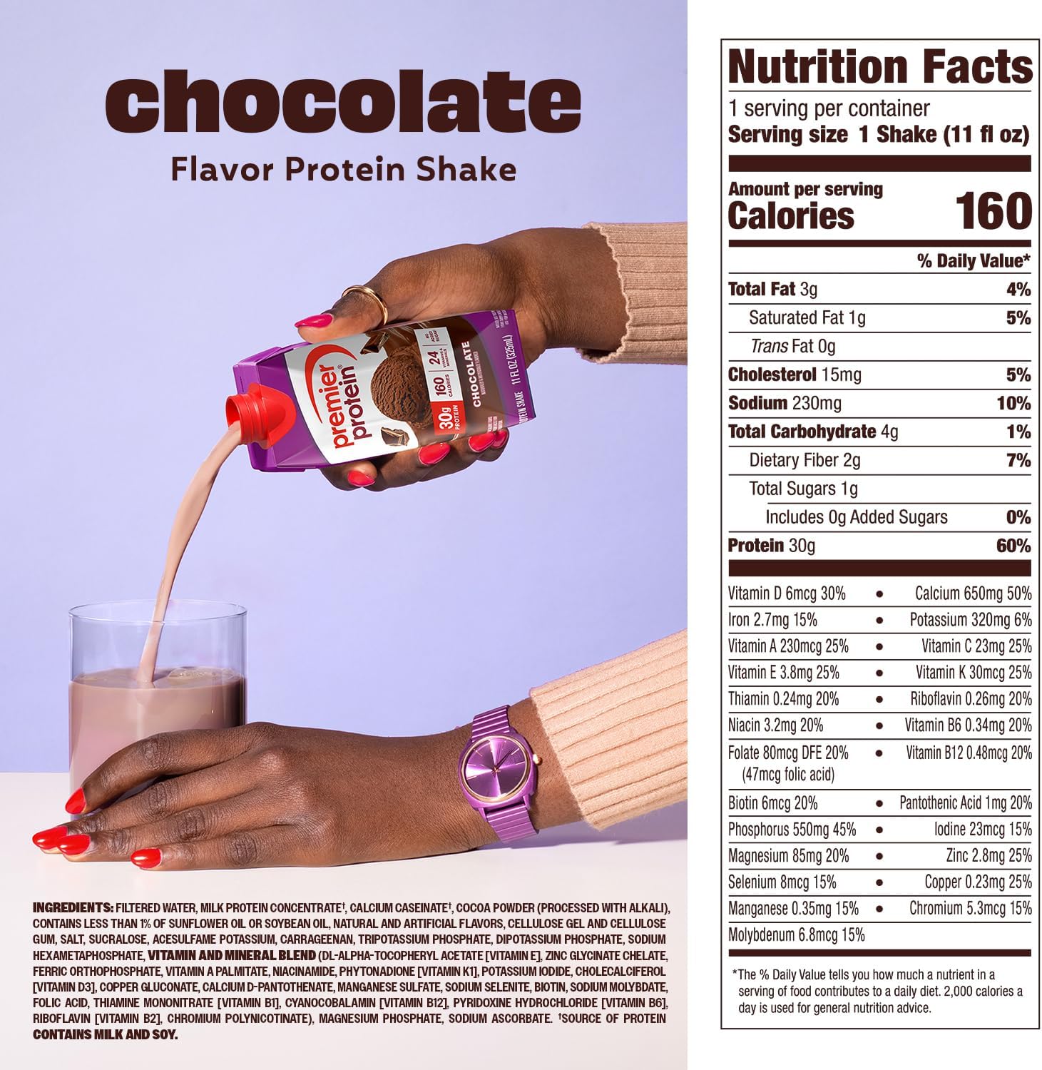 Shake, Chocolate, Protein, No Added Sr, 24 Vitins &