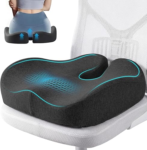 Cojines de asiento para sillas de oficina y alivio del dolor de cadera, cojín extra denso para coxis con soporte de ciática, diseño ergonómico para