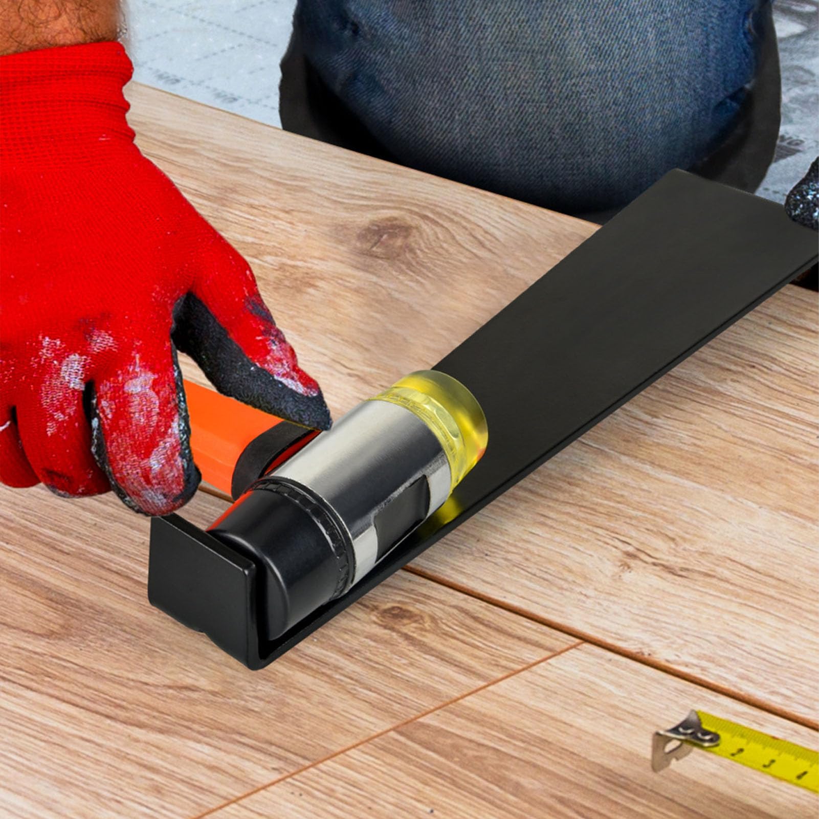 Eujgoov Set di Attrezzi per Pavimenti in Laminato, Barra di Trazione in Acciaio CRV, Martello in Gomma e Blocco di Maschiatura, Kit di Attrezzi per l'installazione di Pavimenti in Legno Duro