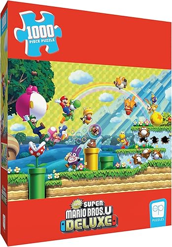 Rompecabezas de 1000 piezas de Super Mario "Chaos & Fun", dimensiones de 19 x 27 pulgadas, rompecabezas coleccionable con Mario, Luigi, Nabbit y