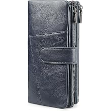 Womens Wallet RFID Blocking Soft Leather Trifold Card Holder | Large Capacity Long Purses for Women Vegan Leather Women's Wallets Clutch Trifold Wallets Ladies Travel Wallet
